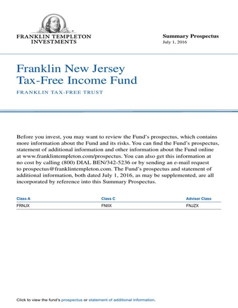 franklin new jersey tax-free income fund